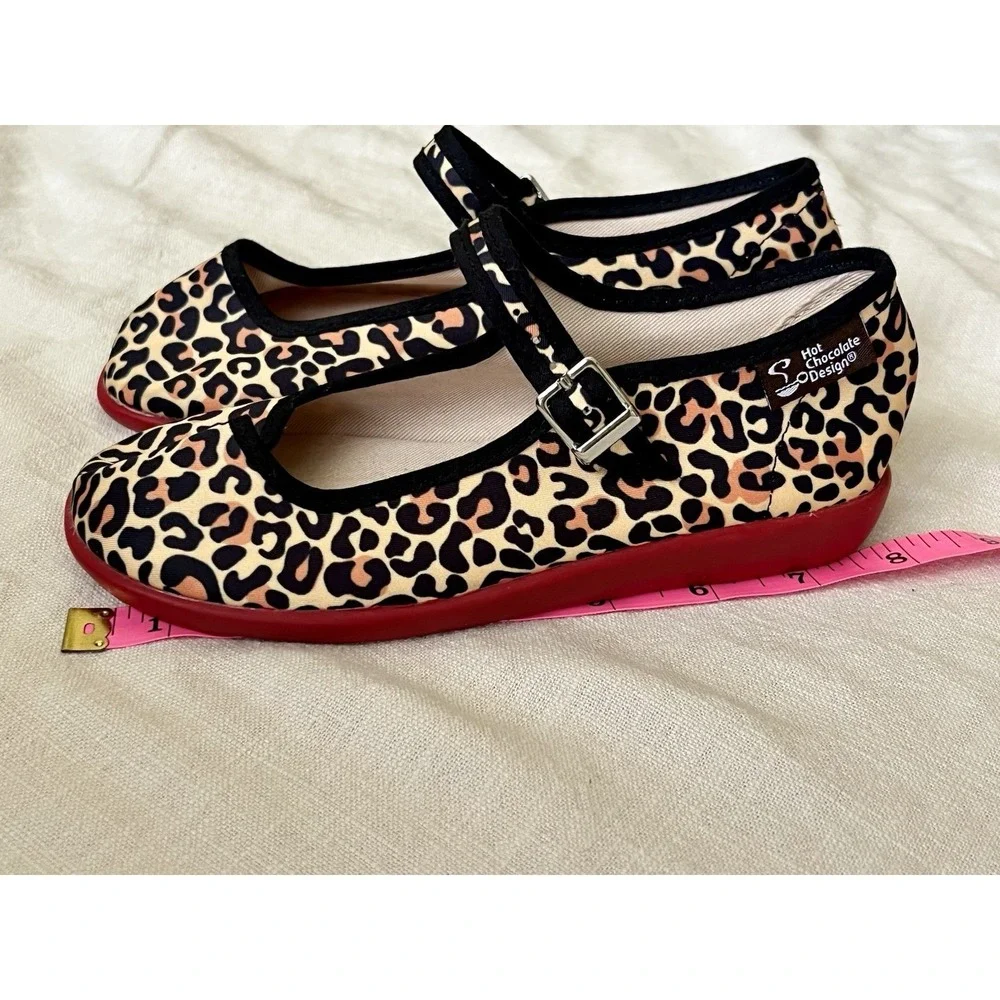 Hot Chocolate Design Girls Leopard Print Mary Jane Flats EU 30 US 12 Fun Cute